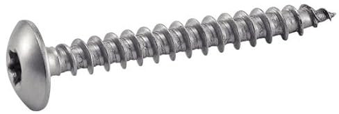 ACTON Vis à bois tête cylindrique large six lobes pour pentures - Inox A4 7x40 mm - Boîte de 100 - Vis, pointes, boulons