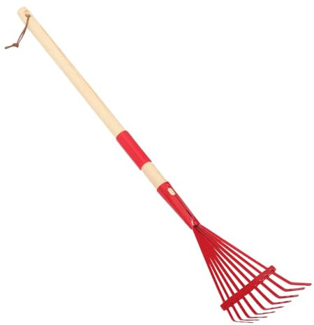 YARNOW Rastrillo De Jardín Desmontable Mango De Madera Herramienta De Jardinería Multifuncional Color Rojo para Actividades Al Aire