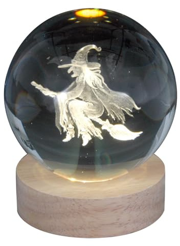 Pfrontenschmuck Hexe mit elektrischer Beleuchtung Durchmesser 8cm Hologrammkugel