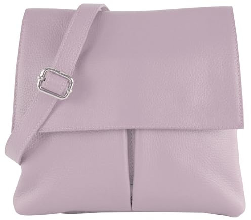 modamoda de T63LEDER Damen Leder Umhängetasche Schultertasche handmade in Italy, Farbe:Flieder