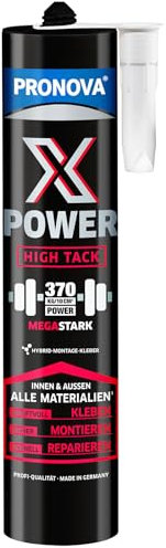 Pronova X POWER HIGH TACK Hochleistungs Polymer Hybrid Baukleber Spiegelkleber Montagekleber 450g mit sehr starker Anfangshaftung, Klebstoff für Innen- und Außenbereich