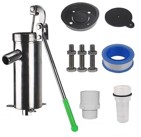 Schwengelpumpe Brunnen-Handpumpe aus Edelstahl mit Teilen, Manuelle Wasserhahnpumpe für Camping/Wohnmobil/Manuell, Grundwasser-Wasserversorgungspumpe, Maximale Saugkraft 10 M