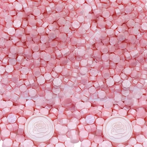 Versiegelung Wachs Perlen Perlrosa Wachs Siegel Perlen, 600Pcs Wachs SiegelBeads für Wachs Siegel Stempel, Wachs Seal Perlen Kit Perfekt für Hochzeitseinladungen (Perlrosa)