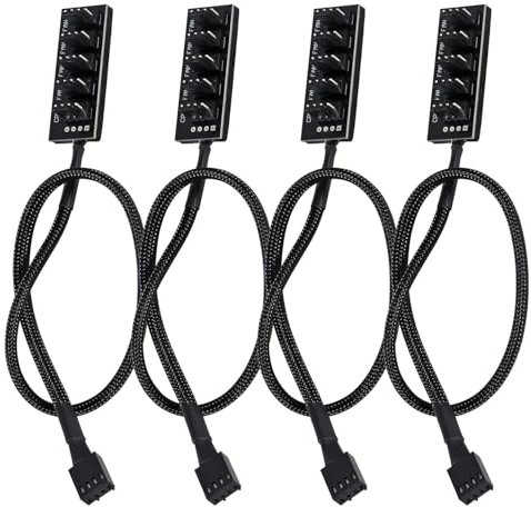 AITRIP 4Stk PWM-Lüfter-Hub PC 5-Wege PWM-Lüfter-Splitter-Hub Adapterkabel für 12 V Desktop Computer-Kühler-Gehäuselüfter 4-polig und 3-polig