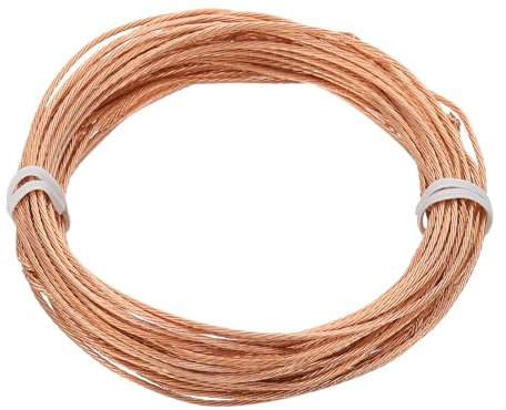 PATIKIL Alambre de Tierra de Cobre Desnudo, Calibre 18, 25 Pies de Cables de Cobre Trenzado Sólido Alambre Electrónico Conductor de Puesta a Tierra Alambre Metálico Trenzado