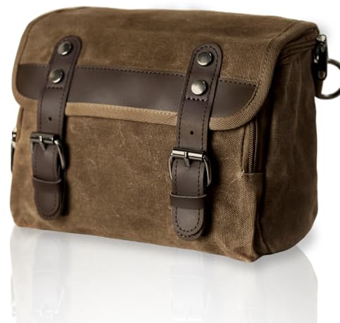 WUMOTIX Retro-Motorrad-Hecktasche, große Kapazität, wasserdicht, verschleißfestes Segeltuch für Motorrad-Tanktasche, Korb und Lenkertasche für Fahrrad, Maße 21,8 x 9 x 16 cm, Modell WUT-03