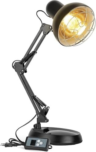Rkdely Upgrade Rotlichtlampe Wärmelampe 150 watt, Gelbes Infrarotlichtlampe - Infrarot Strahler für die Körperpflege, Infrarotlichtlampe Wärmestrahler Temperatur Einstellbar mit Timer (Gelb für Augen)