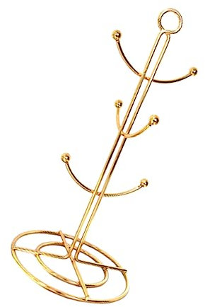 VICASKY Becherstand Kaffeetassenhalter Inhaber im Freien Trocknen Gestell Kaffeetassenständer Tassenregal Tassenbaumhalter Hängeregal für Becher Kaffeetasse Rack Golden