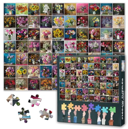 Puzzle 1000 Teile Erwachsene, Blumenkollektion 1000 Teiles Puzzle für Erwachsene Vase Summary Kollektion Geschicklichkeitsspiel für die ganze Familie Fertige Größe 50x70cm