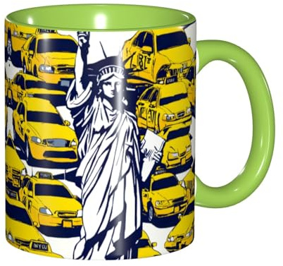 DUWAA Tasse en céramique imprimée New York City avec boîte cadeau, belles tasses à café pour vacances, anniversaire, café, lait, 6 couleurs