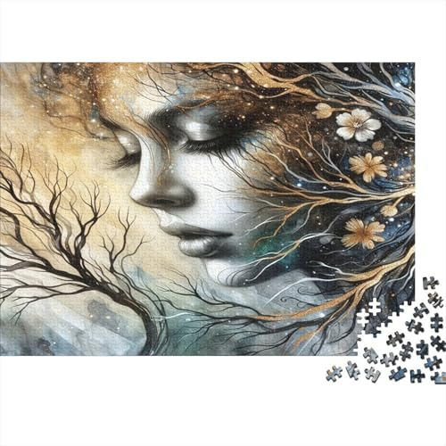 Woman Nature Cosmos Puzzle 1000 Teile Schwer Puzzle Spielzeug Pädagogisches Spiel Impossible Tree Woman Face Herausforderung Spielzeug Für Erwachsene Und Kinder in Bewährter 38x26cm/1000pcs