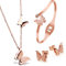 Kim Johanson Edelstahl Damen Schmuckset Schmetterling Halskette mit Anhänger, Ohrringe und Armreif in Roségold inkl. Schmuckbeutel