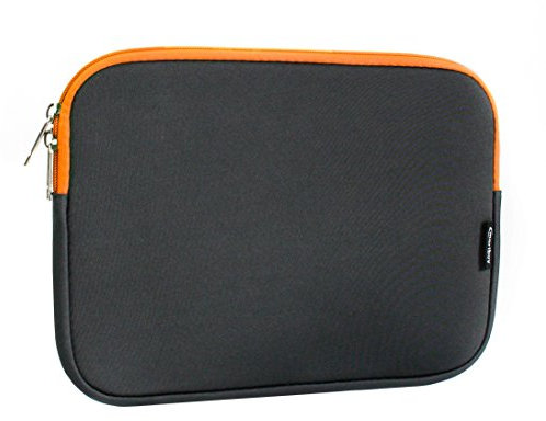 Emartbuy Dark Grey/Orange 11.6-14 Inch Water Resistant Neoprene Soft Zip Case Cover Sleeve With Orange Interior & Zip Compatible with Laptops Listed Below