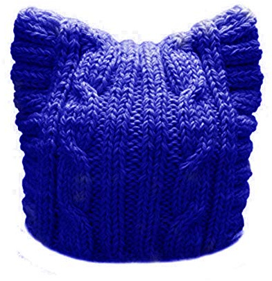 BIBITIME Handgefertigte gestrickte Pussycat Mütze Damen März Parade Cap Katzenohren Beanie, Erwachsenen-Blau, Einheitsgröße