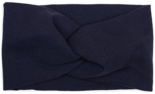 styleBREAKER Damen Haarband mit Twist Knoten in Feinripp Optik | Weiches Stirnband für Sport und Alltag | One Size elastisch, Farbe:Dunkelblau