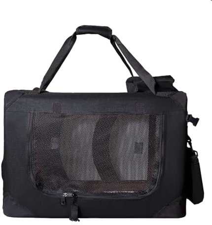 Zedelmaier Faltbare Hundebox Transportbox Hundekäfig Kleintiertasche (L - 51 x 70 x 50cm, Schwarz)