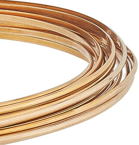 BENECREAT 5m 1mm Alambre de Cobre Semirredondo de 2mm de Ancho, Alambre de Latón Amarillo para Joyería, Trabajo Artesanal
