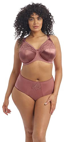ELOMI Women's Cate Embroidered Full Cup Banded Underwire Bra Coverage, Sheer, Rosewood, 34F