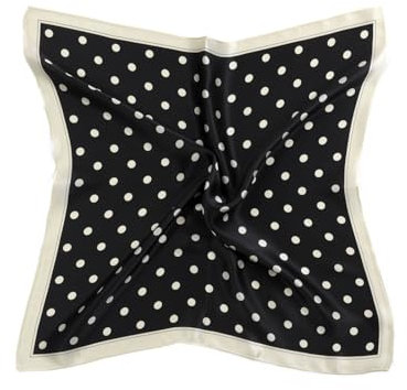 MayTree Seidentuch aus 100% Maulbeer-Seide - Quadratisch Punkte klein schwarz weiss 53x53 - Luxuriöses Damen Halstuch - Eleganter Bandana-Schal für Damen - Luxus und Komfort für Erwachsene