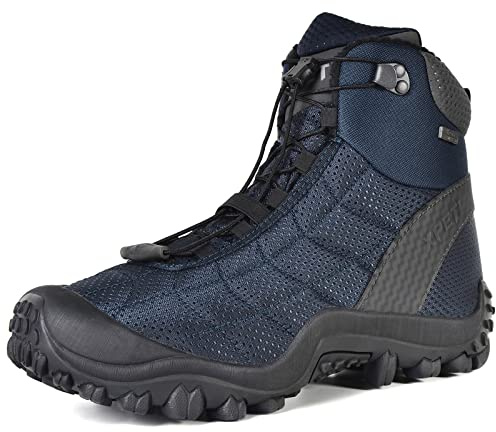 XPETI Men's Winter Snow Boots Lightweight Climbing Shoes Non-Slip Ankle Work Hiker Trekking Trail Boot Navy Blue 9