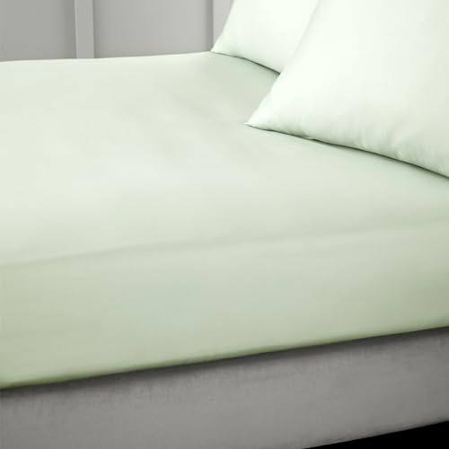 Bianca 400 Thread Count Cotton Sateen Emperor Fitted Sheet Green