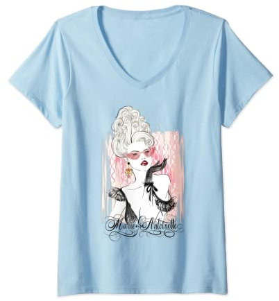 Femme Reine Française Coquette Lady Séduisante Style Baroque T-Shirt avec Col en V