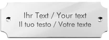 Placa para puerta de acero inoxidable con grabado personalizable (125 x 45 mm, cuadrada, acero inoxidable), diseño con grabado