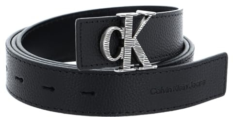 Calvin Klein Leder Gürtel CKJ Monogram Mono Hardware Belt W80 Black schwarz