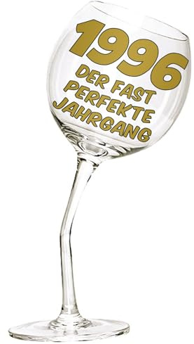 Bombo Schiefes Weinglas zum 30. Geburtstag – Deutsche Aufschrift: „Der Fast Perfekte Jahrgang“ – 440 ml