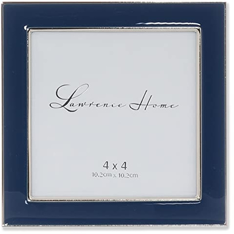 4x4 Silver Metal and Navy Blue Enamel Picture Frame