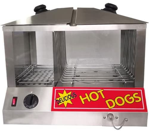 FSE HDS-1300W/100 Hot Dog Steamer and Bun Warmer with 100 Hot Dogs and 48 Buns Capacity, Top Loading