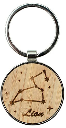 Ernestine - Porte clés signe du zodiaque et astrologie en bambou - porte clefs constellation signe astro - accessoires astrologie - idée cadeau homme femme original en métal et bois - porte-clé astro