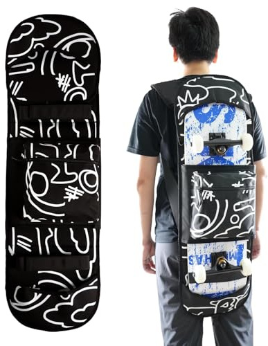 QOPET Skateboard Tasche aus verdicktem 900D Oxford, Cruiser Board Tasche Elektrische Skateboard Tasche Wasserdicht Rucksack für Skateboarding