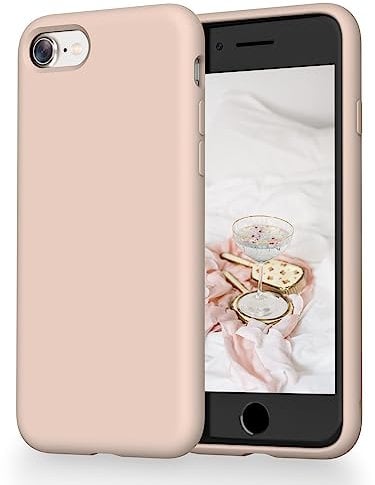 OitiYaa Liquid Silicone Case Compatible with iPhone SE 3/2 (2022/2020), iPhone 8/7 Case, 4.7 Inch, Soft Ultra Slim Protective Shockproof Phone Case with Anti-Scratch Microfiber Lining,Sand Pink