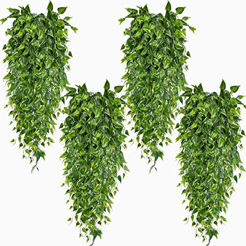 NANQWIN Hanging Plants for Autumn Decorations, Green Home Decoration, Artificial Vine Leaves for Indoor and Outdoor (4 Pack B)