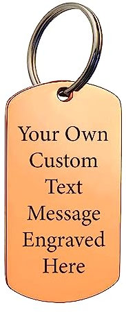 PB TECH Personalised Stainless Steel Keyring for Him or Her - Engraved with Your Custom Text/Message Keepsakes Gift (Rose Gold)