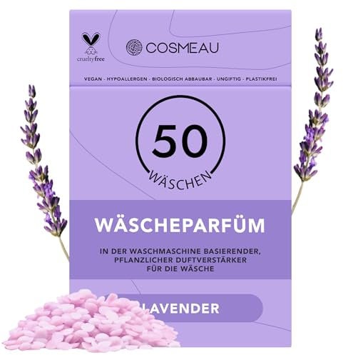 Cosmeau Wäscheparfüm Perlen Lavendel - Nachhaltige Duftperlen für Waschmaschine - Bis zu 50 Waschladungen und 24 Wochen Frische - Plästik Frei, Vegan & Zero Waste