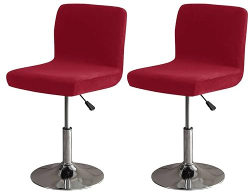 ZRCYXDW Elastisch Samt Barhocker Abdeckung, Barhocker Bezug Weicher Mit Elastischer Unterseite Hussen Für Barhocker Abnehmbarer Barstuhlbezug Mit Rückenlehne Waschbarer-Weinrot-2 Stück