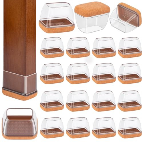 Lot de 16 protections de sol rectangulaires en silicone pour pieds de chaise - Haute élasticité - Protège les sols en bois contre les rayures - Ne se déchire pas