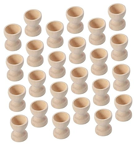 NAMOARLY 24Stücke Holz Eierbecher Eierhalter für Ostern Robuste Eierbecher aus Unbehandeltem Holz für Dekoration Bemalen für Hausgebrauch und Festliche Anlässe