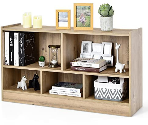 SOARS Bibliothèque pour enfant avec 5 compartiments ouverts, étagère à jouets, rangement pour livres et jouets, étagère pour chambre d'enfant, 111 x 30 x 61,5 cm, naturelle