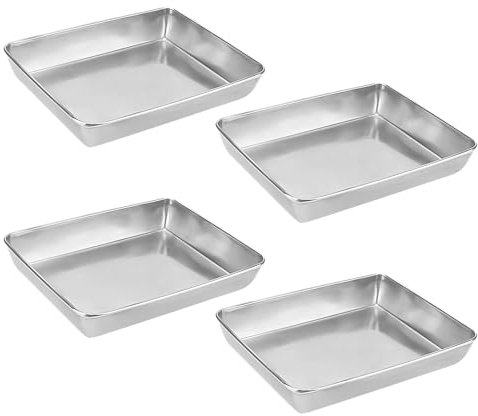 TAICHEUT Paquete de 4 bandejas de horno de acero inoxidable de 36,5 x 28 x 5,5 cm, bandeja de metal para horno, bandeja profunda para cocinar, asar, tamaño inferior 31,5 x 23,5 cm
