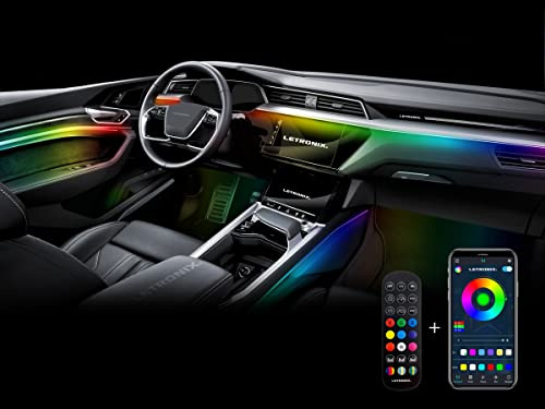 LETRONIX *Black-Edition* RGBIC Full LED Ambientebeleuchtung Auto Rainbow RGB (Für Armaturenbrett + 2 Türen) mit APP Steuerung und Fernbedienung