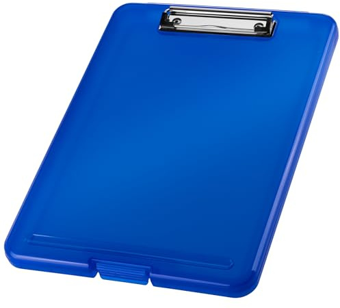 helit H2532030 - Blocco con clip DIN A4 the clip blu traslucido | Portadocumenti e lavagnetta per documenti, moduli e appunti