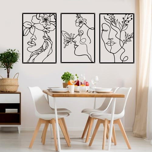 YiYa Nero Decorazione in Metallo da Parete Decorazione da Parete Minimalista Arte Appeso a Linea Singola Decorazione da Parete Nero per Camera da Letto Soggiorno Bagno Balcone Galleria