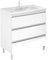 EstiloBaño - Boreal | Conjunto Mueble de Baño con 3 Cajones + Lavabo | Disponible 60-80 + Blanco - Nogal 【Ancho 60】 【Blanco】