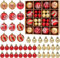 Robofun 44 Stücke Weihnachtskugeln Set, Robuste und Sichere Christbaumschmuck Set, Christbaumkugeln Rot Gold mit Aufhängen, Mehrweg Plastik Kleine Bälle Weihnachtsbaum Deko für Drinnen und Draußen