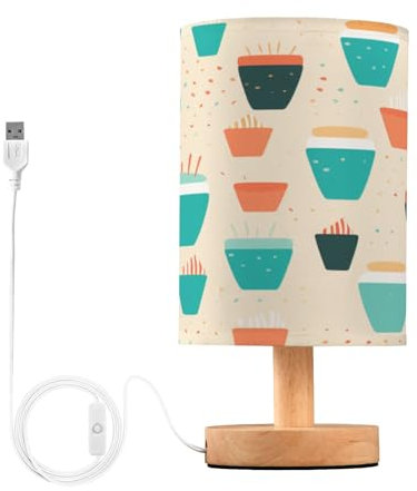 Mnsruu Bedside Table Lamp Milk Tea Cup Nightstand Lamps with Non Slip Base Night Light for Bedroom Living Room Decor