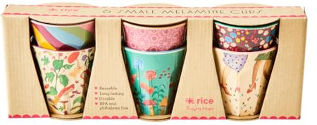RICE BY RICE Melamin-Becher für Kinder, mit Aufdruck Dance It Out, klein, 6 Stück in Geschenkbox, 200 ml pro Tasse