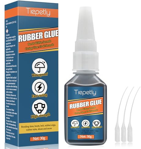 Rubber Glue, Instant Drying and Waterproof, Strong Glue for Rubber, Shoes, Tires, Boots, Belts, Sealing Ring, DIY Crafts (30g)